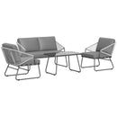 Outsunny 4 Piece Rattan Garden Furniture Set With Cushions, Natural