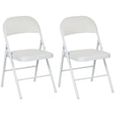 HOMCOM 2 Pack Padded Folding Chairs With Cushioned Seat And Metal Frame White