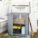 Outsunny Wooden Garden Storage Shed W/Hinged Roof And Shelf, Grey