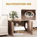 PawHut Cat Litter Box Enclosure, Litter Box Furniture, Walnut Brown