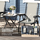 Outsunny 3 Pieces Folding Garden Bistro Set with Cup Holders, Khaki