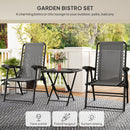 Outsunny 3 Pieces Folding Garden Bistro Set with Cup Holders, Khaki