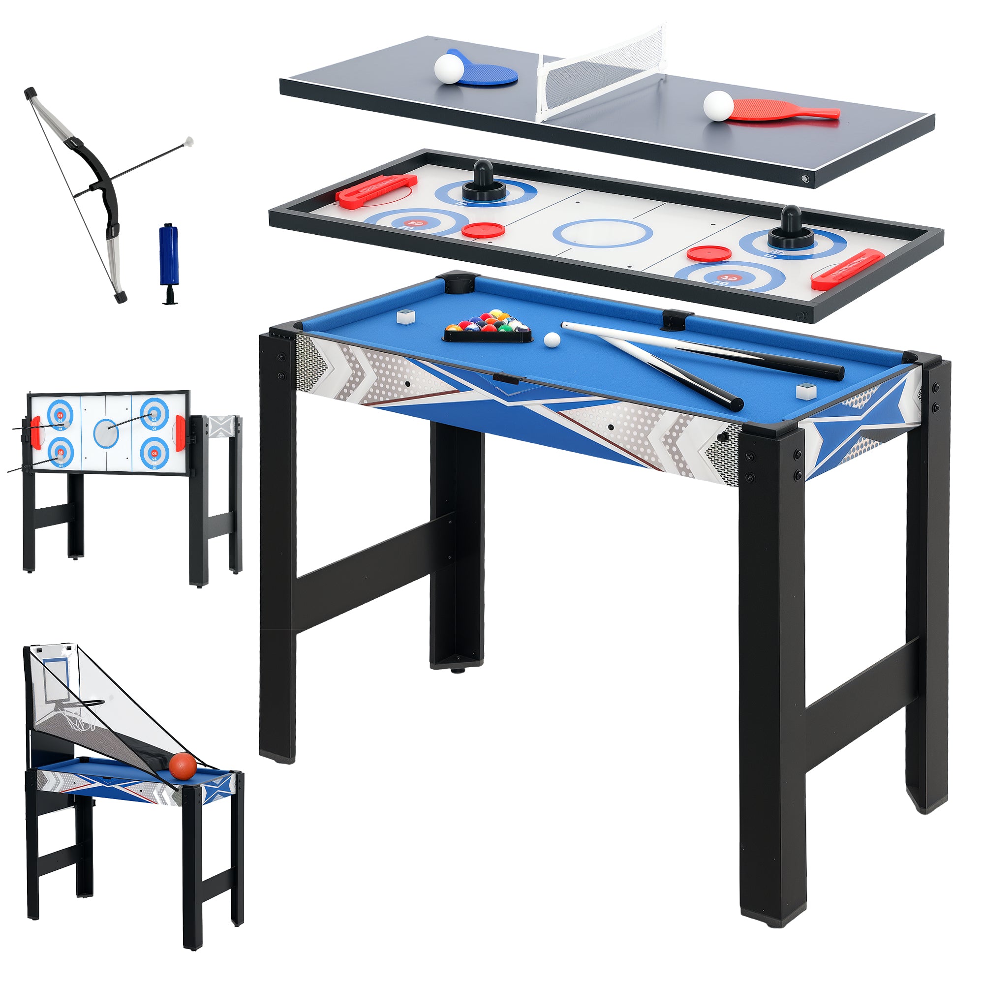 SPORTNOW 5 in 1 Multi Games Table Combo Sports Game Table for Kids, Bl
