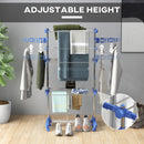 HOMCOM 3-Tier Large Clothes Airer Stainless Steel Clothes Drying Rack - Blue/Grey