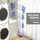 HOMCOM 3-Tier Large Clothes Airer Stainless Steel Clothes Drying Rack - Blue/Grey
