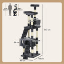 PawHut Cat Tree Scratcher Activity Centre, Condo Scratching Post Toy Bed