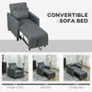 HOMCOM Convertible Single Chair Bed with Upholstered Fabric