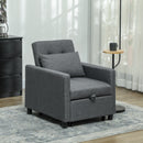 HOMCOM Convertible Single Chair Bed with Upholstered Fabric
