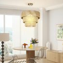 HOMCOM Boho Hemp Rope Pendant Light, Ceiling Light for Bedroom, Light Brown