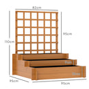 Outsunny 3 Tier Wooden Garden Planters with Trellis for Vine Climbing Plants