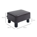 HOMCOM Chic Faux Leather Footstool Ottoman Cube With 4 Plastic Legs Brown