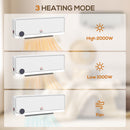 HOMCOM 1000W/2000W Wall Downflow Heater 10-49°C Temperature w/ Timer Remote