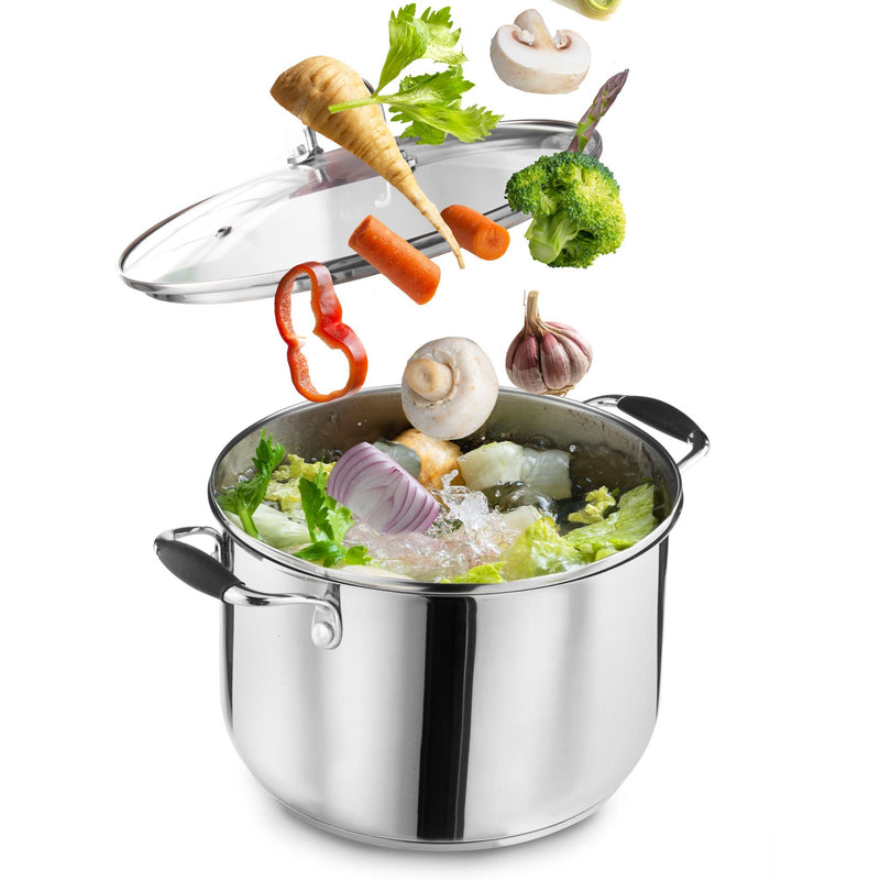 Stainless Steel Stockpot 24cm with Glass Lid - Silver