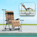Outsunny 2 PCS Reclining Zero Gravity Chair Folding Lounger Cushion Khaki