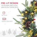 HOMCOM 60cm Christmas Wreath with LED Lights Pine Cones Red Berries Green