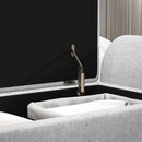 HOMCOM Storage Ottoman With Armrest, Upholstered Linen Storage Bench