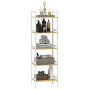 HOMCOM 5-Tier Bamboo Bathroom Storage Shelf with Adjustable Rack