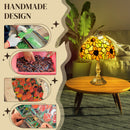 HOMCOM Stained Glass Table Lamp, Handmade Antique Bedside Lamp