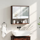 HOMCOM Industrial Bathroom Cabinet With 2 Mirrored Doors Open Shelf