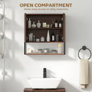 HOMCOM Industrial Bathroom Cabinet With 2 Mirrored Doors Open Shelf