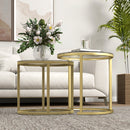 HOMCOM 2 Pcs Coffee Table with Faux Marble Side Accent Tables White