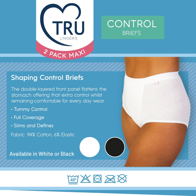 Tru Lingerie Control Briefs 2 Pack - White