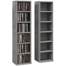 HOMCOM Set Of 2 CD Storage Units With Adjustable Shelves, High Gloss White, Grey And Black