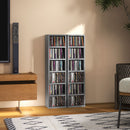 HOMCOM Set Of 2 CD Storage Units With Adjustable Shelves, High Gloss White, Grey And Black