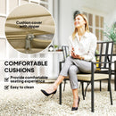 Outsunny Garden Dining Set W/ 4 Stackable Cushioned Chairs And Metal Top Table
