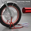 Homcom Rear Motorcycle Paddock Stand with U&L Shaped Adapters, Red