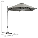Outsunny 2.5M Offset Roma Patio Umbrella W/ 360° Rotation
