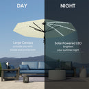 Outsunny 3(m) Garden Parasol w/ Lights, Crank Handle & Cross Base