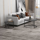 HOMCOM 2 Pcs Stacking Coffee Table Set Steel Frame Wood Effect Top Foot Pads