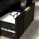 HOMCOM Coffee Table, Living Room Table with Drawer and Open Shelves