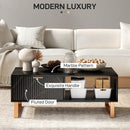 HOMCOM Coffee Table, Living Room Table with Drawer and Open Shelves