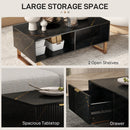 HOMCOM Coffee Table, Living Room Table with Drawer and Open Shelves