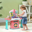 AIYAPLAY 45 Pieces Kids Kitchen w/ Rotating Tables, Light, Sound, Spray