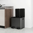 HOMCOM 2 x 15L Dual Kitchen Bin Pedal Bin for Recycling and Waste, Black