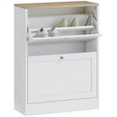 HOMCOM 2 Flip Drawer Narrow Shoe Cabinet with Adjustable Shelves, White