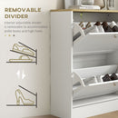 HOMCOM 2 Flip Drawer Narrow Shoe Cabinet with Adjustable Shelves, White