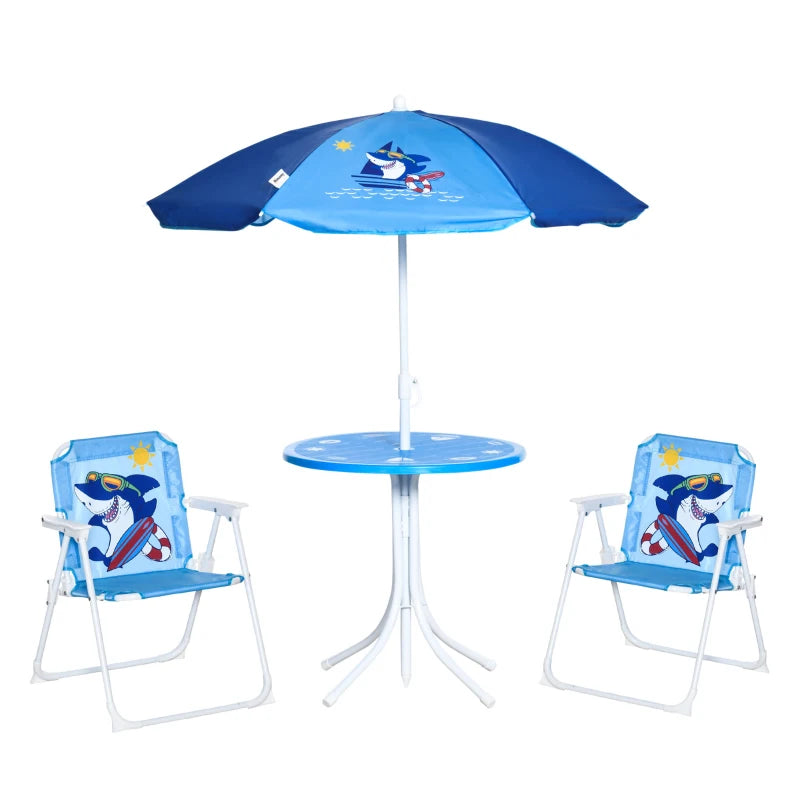 Outsunny Kids Table Chair Umbrella set Ages 3 6 Years Blue