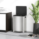 HOMCOM 2 X 25L Double Kitchen Bin, Pedal Bin With Soft-Close Lid