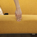 HOMCOM 2 Seater Sofa With 21cm Thick Padding And Wood Legs - Cream/Grey/Yellow