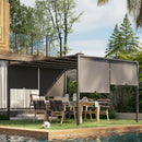 Outsunny 3m x 4m utdoor Garden Pergola with LED Lights Sliding Roof Grey