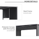 Outsunny 3m x 4m utdoor Garden Pergola with LED Lights Sliding Roof Grey