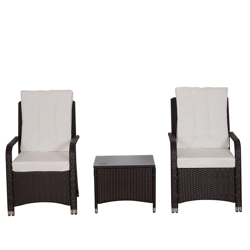 Outsunny Rattan Bistro Set Brown