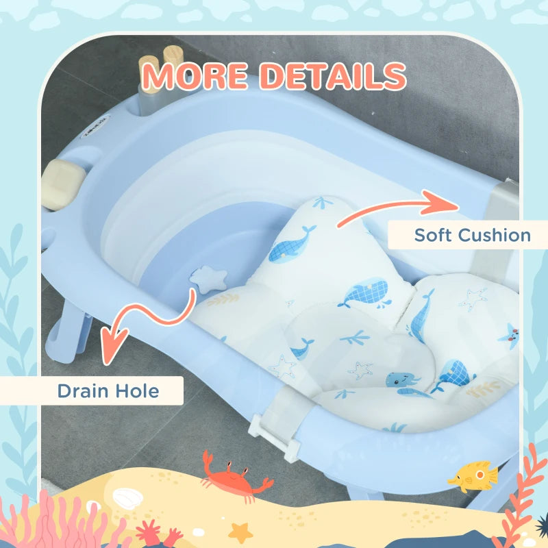 ZONEKIZ Baby Bath Tub with Cushion - Blue