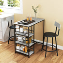 HOMCOM 3 Piece Breakfast Bar Table Set with Storage Shelves, Light Grey