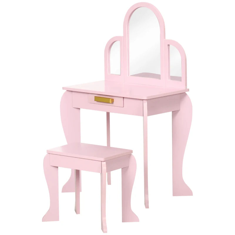 HOMCOM Dressing Table Set - Pink