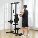 SPORTNOW Pull Up Station Power Cage with Adjustable Seat, Home Gym - Red